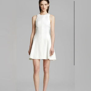 THEORY Maydra Vizela Tweed Textured Mini Dress in White Size 10